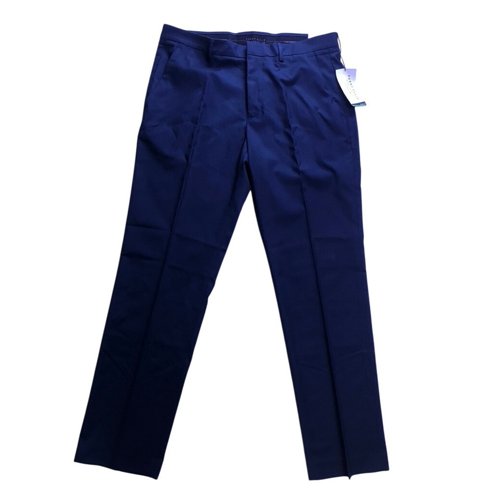 Perry Ellis Portfolio Dress Pants Mens 33x30 Blue Slim Fit GoGreen Stretch